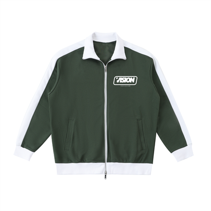 Contrast Trim Stand Collar Jacket