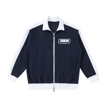 Contrast Trim Stand Collar Jacket