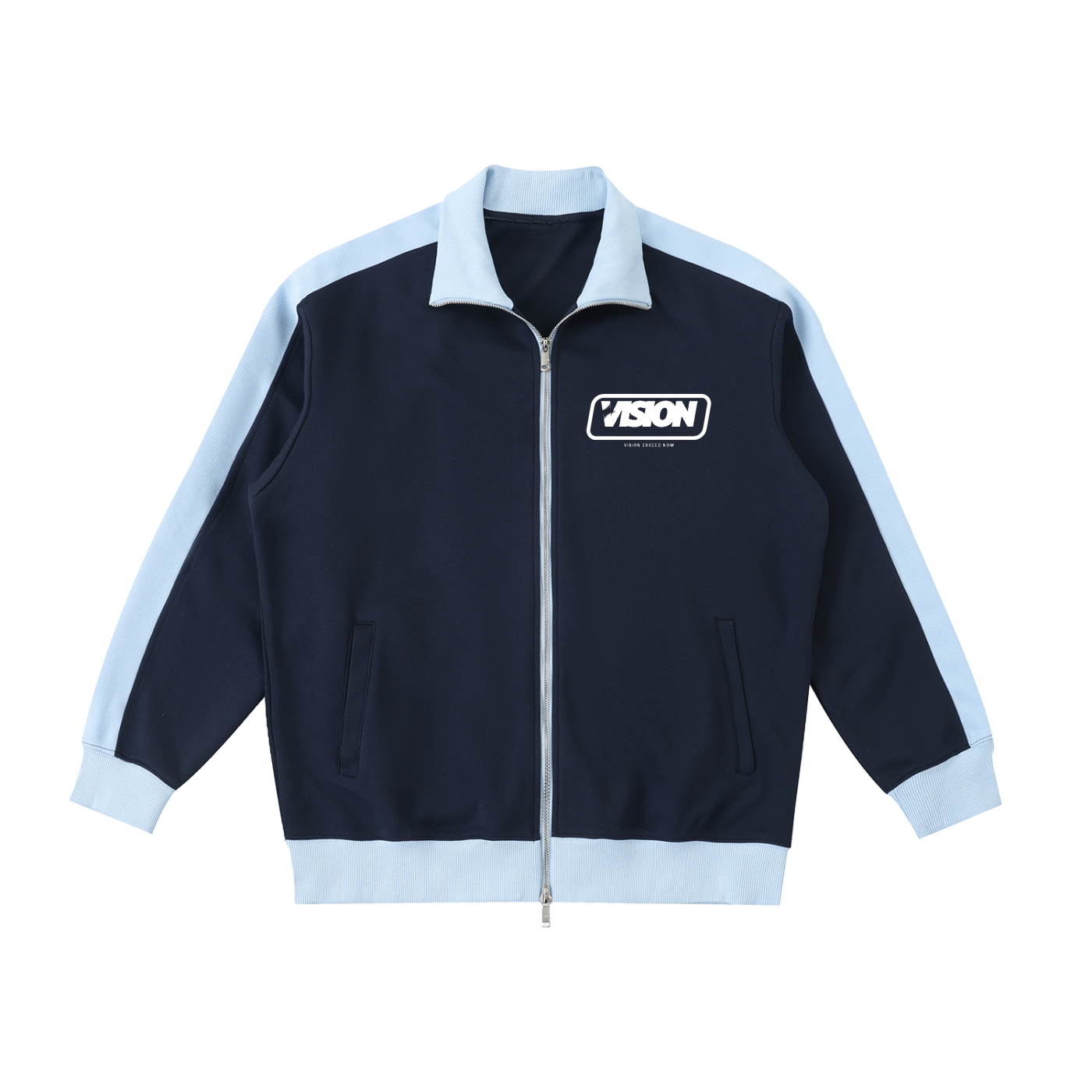 Contrast Trim Stand Collar Jacket